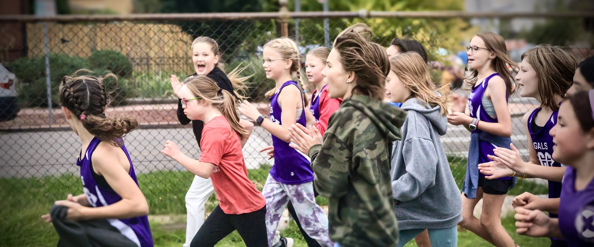 Large group of GALS students running together